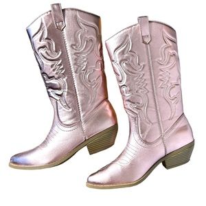 Soda Pink Metallic Cowboy Boots Size 8.5 Western Cowgirl Rodeo Shiny